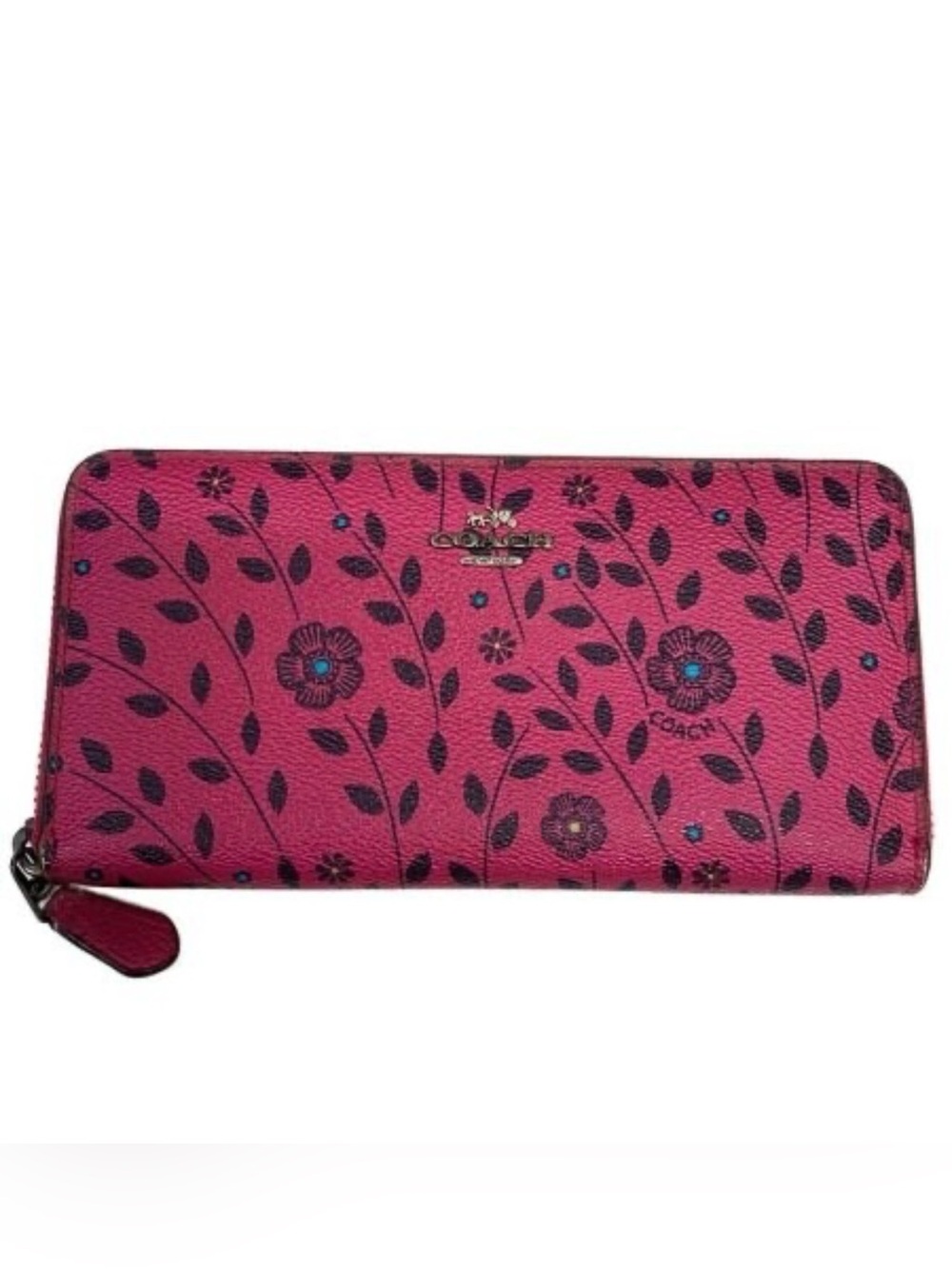 Coach Accordion Zip Wallet in Wildberry Jasmine Print